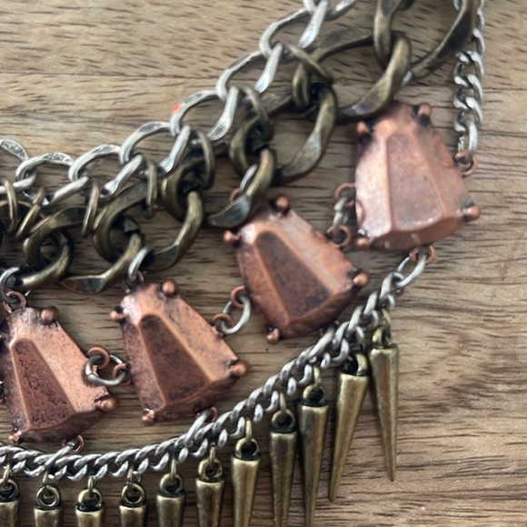 Urban Outfitters chunky linked necklace collar choker spike bib edgy - Picture 2 of 15